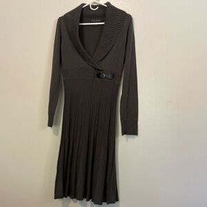 Jessica Howard surplus collar inset waist stunning slate grey sweater dress med